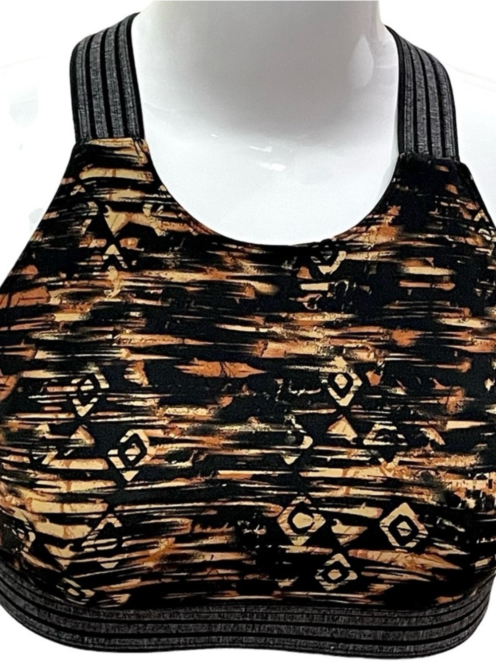 Free People Black and Gold Patterned Crop Tank